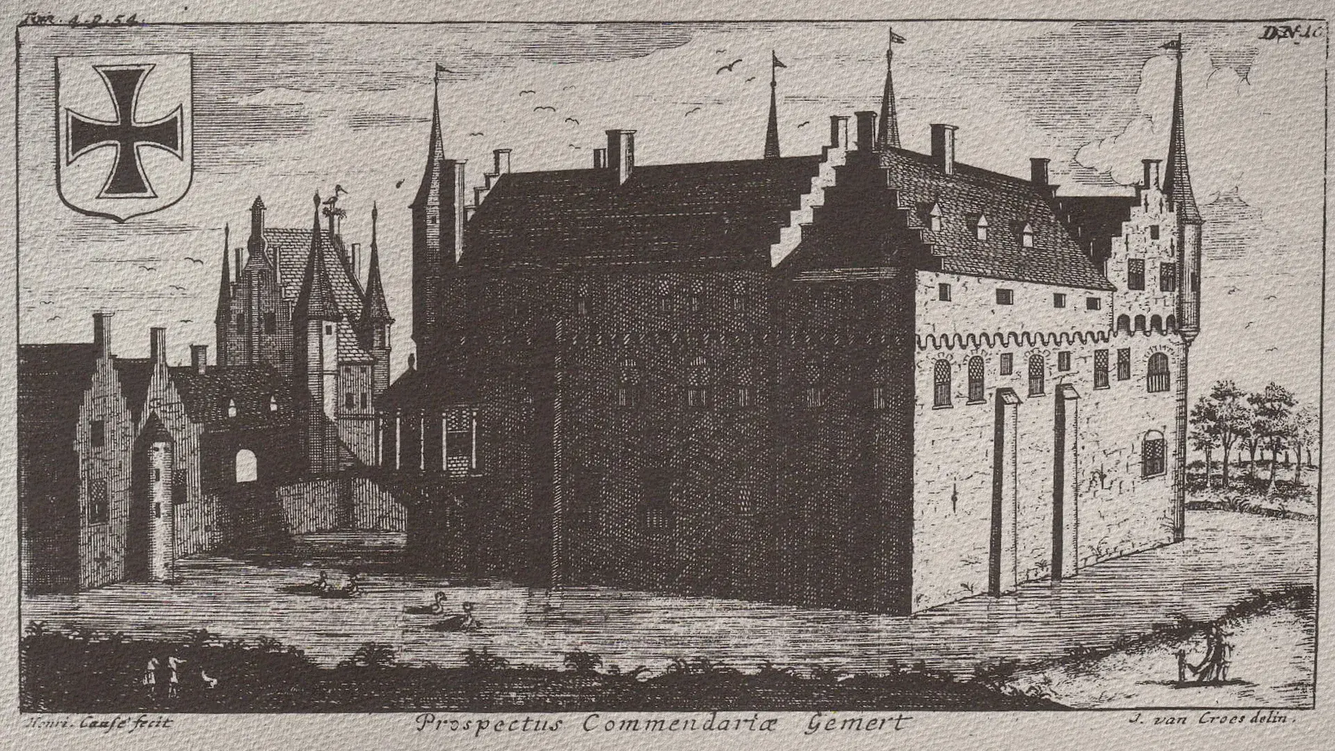 Old sepia photo of the ancient Kasteel Gemert